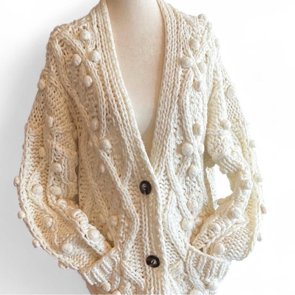 POL Cream Chunky Bobble Knit Cardigan - Picture 2 of 4